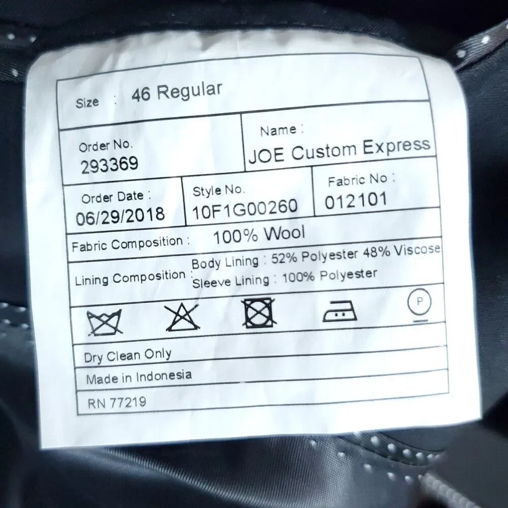 JOE Joseph Abboud Wool Black Dual Vent Blazer Sport Jacket 46R Wool - Picture 3 of 15